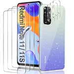 Guscase Coque Xiaomi Redmi Note 11 / Redmi Note 11S avec 3 Verre Trempé Protection écran + 3 Caméra Arrière Protecteur, Glitter Transparente Étui Antichoc Anti-Rayures Souple TPU Silicone Housse