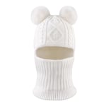 XIAOHAWANG Fille Garçon Cagoule Bonnet Écharpe Ensamble Chaud Bébé Enfant Hiver Chapeaux Pompon Tricoté Chapeau 1 à 10 Ans(Blanc, M)