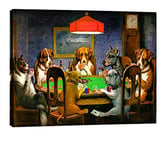 ELITEART-Dogs Playing Poker by Cassius Marcellus Coolidge Oil Painting Reproduction Giclee Wall Art Canvas Prints Size: 16"x12"