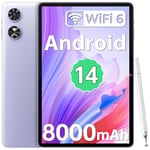 OUKITEL OT6 Android 14 Tablet WIFI - 2024 Tablet 10.1 inch, 8000mAh Big Battery,tablets with pen,80dB Dual speaker, Widevine L1, Bluetooth 5.0, 2 Years Warranty, Purple