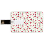 64G USB Flash Drives Credit Card Shape Tea Party Memory Stick Bank Card Style Teapots Polka Dots Leaves Tea Time Image Beverage British Design Decorative,Dark Coral Green Waterproof Pen Thumb Lovely J