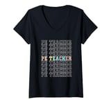 Womens Retro Alphabet PE Teacher Physical Education Teachers V-Neck T-Shirt