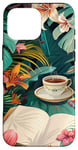 Coque pour iPhone 16 Pro Max White Pop Art Tropical Magic Book Floral Coffee Books