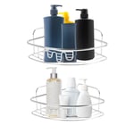 Set of 2 Corner Shower Caddy Adhesive Rack Tidy Bath Suction Storage Organiser