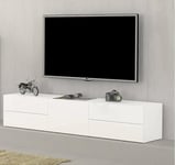 Dmora - TV stand Guido, Low sideboard for living room with 1 door, TV stand base, 100% Made in Italy, cm 170x40h35, Glossy white