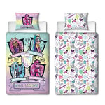 Character World Monster High Officially Licensed Fierce Design Single Duvet Cover Set | Reversible 2 Sided Dolls Bedding Including Matching Pillow Case | Perfect For Kids Bedroom | Polycotton