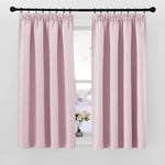 PONY DANCE Rideau Occultant Rose - Rideaux Thermiques Isolants Galon Fronceur pour Chambre Fille Garçons Adulte, Porte Fenêtre sans Percage, L 140 sur H 145 cm, 2 PCs, Rose Clair