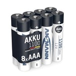 ANSMANN AAA Rechargeable Batteries [Pack of 8] 1100 mAh NiMH High Capacity AAA Type Size Battery For Cordless Phone Handsets, Toys, Digital Cameras, Solar Lights & Game Consoles