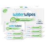 WaterWipes Hydrating Clean Baby Wipes, 360 Wipes (6 Packs), with 99% Water & Aloe Vera Extract, Wet Wipes for Face & Body