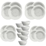 Potters Reactive Glaze White Melamine 24 Piece Outdoor Dinnerware Set for 8