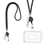 Lanyard med korthållare, kristallhalsband med transparent ID-korthållare, ID-korthållarbricka för nyckelring och ID