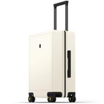 LEVEL8 Valise Cabine Élégant Micro Diamant Structuré Design Bagages Cabine Trolley Rigide Valise de Voyage avec 4 roulettes Doubles Pivotantes et Serrure TSA, 55x37x23CM, 40L, Blanche