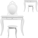 Coiffeuse Enfant 2 en 1 avec Tabouret Miroir Amovible, Coiffeuse Fille pour Chambre Enfant avec Pieds Stable, Jeu de Simulation de Beauté (Modèle 2,