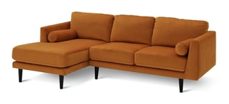 Habitat Jacob Velvet Left Hand Corner Sofa - Orange