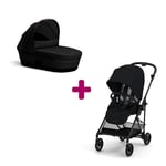 Cybex Pack Poussette Duo Melio 4 chassis carbon Magic Black + Nacelle