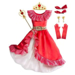 Elena Of Avalor Prinsessdräkt Tjej Disney Anime Rollspel Kläder Halloween Carnival Cosplay Outfit Barn Röd Volang Lång Klänning Elena Sets 0 . Elena Sets 04 3-4Y Tag-S