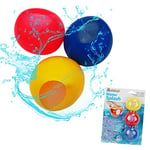 alldoro- Water Splash Lot de 3 Bombes à Eau réutilisables & Fermeture Automatique pour Le Jardin, la Plage et Les fêtes pour Enfants à partir de 3 Ans et Adultes Jaune/Rouge/Bleu, 63027