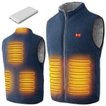 Gilet Chauffant, Veste chauffante Homme avec Batterie Incluse, 12000mAh 5V USB Polaire Blouson Chauffant, Manteau Électrique avec 3 Niveau de Chauffant | 6 Zones chauffante, Hiver extérieur Vêtement