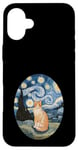 Coque pour iPhone 16 Plus Robe Nuit Étoilée et Robe Van Gogh Chat Orange Chat Roux