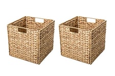 Trademark Innovations Lot de 2 paniers de rangement pliables en jacinthe avec cadre en fil de fer Naturel