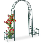 Arcade de rosiers, pergola plantes grimpantes, 2 bacs jardinière, HxlxP 226 x 204 x 45 cm, vert - Relaxdays