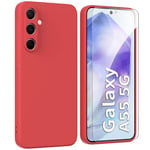 ARRYNN Coque pour Samsung Galaxy A55 5G (6.6") + Film Protection écran en Verre trempé,Housse Ultra Premium TPU Silicone Liquide Flexible pour Samsung Galaxy A55 5G - Rouge