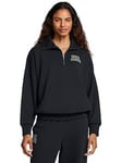 UNDER ARMOUR Womens Training Icon Heavyweightt Terry Oversized 1/4 Zip - Black, Black, Size S, Women