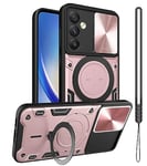 GOTOURED for Samsung A34 5G Case,A34 5G Case Metal Stand Ring Holder,Camera Lens Protector for Galaxy A34 5G Phone Case,Slim Full Protection Shockproof Cases Cover for Women Men (Rose Gold)