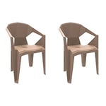 RESOL Delta Set 2 chaises de Jardin avec accoudoirs, empilable | Fauteuil Design Moderne, léger et Durable, Filtre Solaire UV | pour Patio, Balcon ou terrasse, Salle à Manger extérieure - Sable