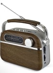 LLOYTRON Vintage Style Bluetooth AM/FM Radio - Portable and Rechargeable