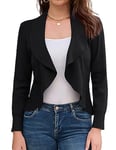 GRACE KARIN Cardigan Élégant Femme Tissu Léger pour Robe Manches Longues Devant Ouvert Chic Boléro de Mariage Soirée M Noir