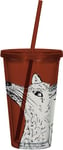 Creative Tops C000306 Into The Wild Travel Tumbler with Straw, Stag Design, Plastic, Burnt Orange, 300 ml