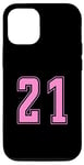 Coque pour iPhone 12/12 Pro Rose Pink Numéro 21 Équipe Junior Sports Uniforme Numéroté