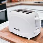 2 Slice Toaster White 700W Electric Cool Touch Variable Browning Control Defrost