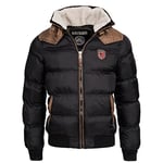 Geographical Norway Abramovitch Men - Manteau Chaud Fourrure Automne Hiver - Veste Chaude Homme Blouson Manches Longues Coupe Vent Parka Style - Cadeau Ideal Hommes (Noir 3XL-Taille 6)