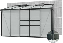 Serre De Jardin En Polycarbonate 4 Mm Et Aluminium Noir Avec Embase Ida 201. X 324.30 X 220.80 Cm