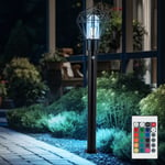 Lampadaire d'extérieur avec détecteur de mouvement, grille noire, télécommande dimmable, 1x led rgb 8,5W 806Lm blanc chaud, h 100 cm