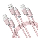 BASESAILOR Câble Chargeur pour iPhone 16 15 Pro Max,USB Type C 1M/2M/3M 3-Pack,Cordon Charge Nylon pour iPad 10 11 12.9 Air 4 5 2024 Mini 6 7 2022 2021,Samsung Galaxy S24 S23 S22,A55 A54 A53,A72 A73