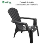 Fauteuil Adirondack résine polypropylène Wilsa Garden Anthracite - 1 Fauteuil Adirondack