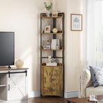 YITAHOME Étagère d'angle, bibliothèque Industrielle avec Armoire, bibliothèque autoportante, étagères de Rangement en Bois pour Salon, Bureau à Domicile, Couloir, étagères à Livres Marron Rustique