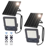 Aigostar Projecteur Solaire LED d’extérieur avec grand panneau solaire,100W,batterie de grande capacité,IP65, 6500K, lampe solaire extérieure pour jardins,portes,garages,câble de 2M,2 pièces