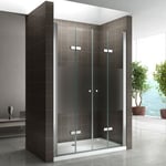 Porte de douche pliante EMMY H.195 largeur réglable 100 à 104 cm verre semi-opaque - Saniverre