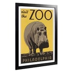 Big Box Art Framed Print of Vintage WPA Poster Visit The Zoo (4) Design | Wall Art Picture | Home Decor for Kitchen, Living Room, Bedroom, Hallway, Black, A2 / 24.5x18 Inch / 62x45cm