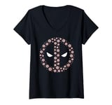 Womens Marvel Deadpool Holiday Christmas Snowflakes Mask Icon Logo V-Neck T-Shirt