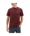 Vans Mens Men’s Left Chest Logo T-Shirt in Port Royale/White - Burgundy Cotton - Size Small