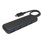 KabelDirekt – Hub & adaptateur USB, fiche USB-C, 4 ports USB 3.0 (format slim, élargit les options de connexion sur PC/portable/tablette/smartphone, compatible MacBook, USB SuperSpeed 5 Gbit/s, noir)