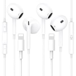 2 Pack Wired iPhone Headphones, [Apple MFI Certified] Noise Isolating In-Ear Earphones Bulit in Mic and Volume Control HIFI Stereo Earbuds Compatible with iPhone 14 Pro/13/12/SE/11/X/8/7 for All iOS