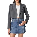 The Drop Reims Cropped Blazer, Gris chiné, XXL Grande Taille