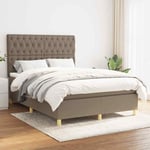 Lit � sommier tapissier avec matelas Taupe 140x190 cm Tissu