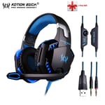 KOTION EACH G2000 G9000 Gaming Headphones Gamer Écouteur Stéréo Deep Bass Wired Headset avec Micro LED Light pour PC PS4 X-BOX-G2000 bleu